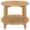 Camilia Side End Table, 23 Inch Round Top, 1 Shelf, Natural Brown
