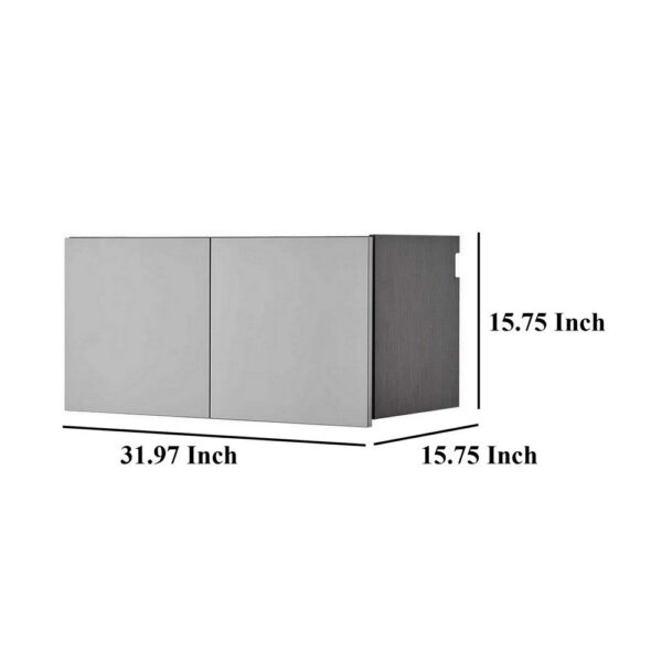 Asti Garage Wall Storage Cabinet, 32 Inch, 2 Wide Doors, Gray Metallic