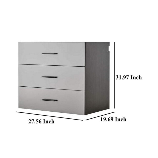 Asti Garage Wall Storage Cabinet, 32 Inch 3 Drawers, Gray Metallic