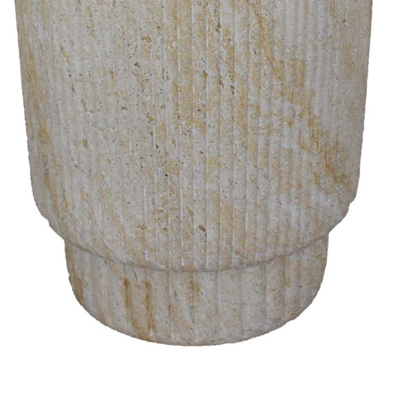 Archi Plant Stand Table, Fluted Surface, Marbled White Resin 18 Inch