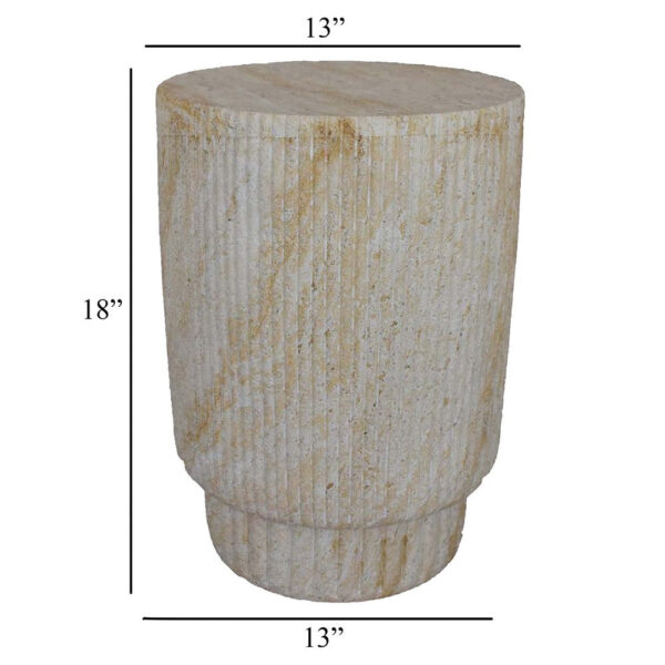 Archi Plant Stand Table, Fluted Surface, Marbled White Resin 18 Inch