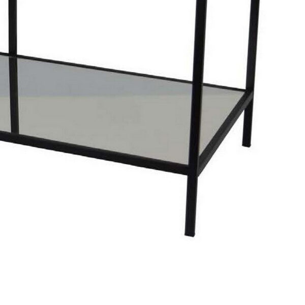 Gwen Plant Stand with 3 Mirrored Shelves, Black Metal Frame 40 Inch