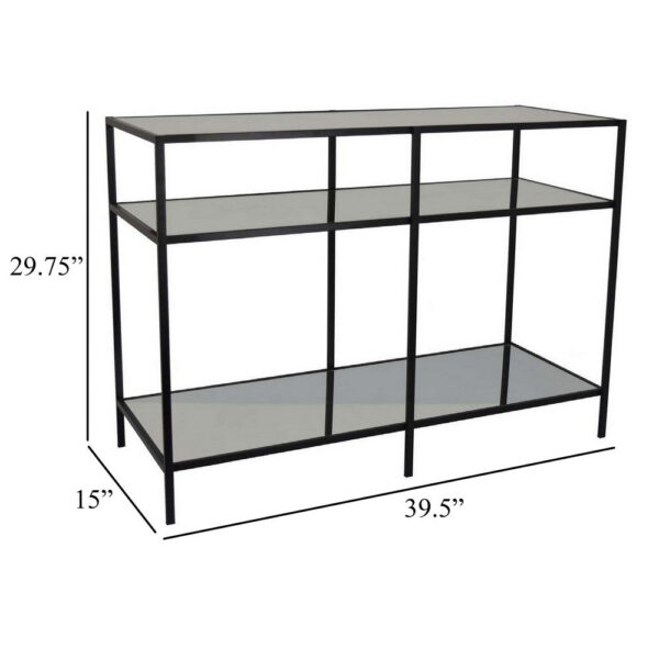 Gwen Plant Stand with 3 Mirrored Shelves, Black Metal Frame 40 Inch