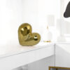 Dina Gold Heart Tabletop Decor, Golden Ceramic 12 Inch