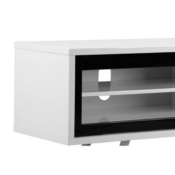 Hle TV Stand Media Console, Low Profile 59 Inch White Black Lacquer