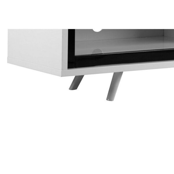Hle TV Stand Media Console, Low Profile 59 Inch White Black Lacquer