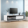 Hle TV Stand Media Console, Low Profile 59 Inch White Black Lacquer