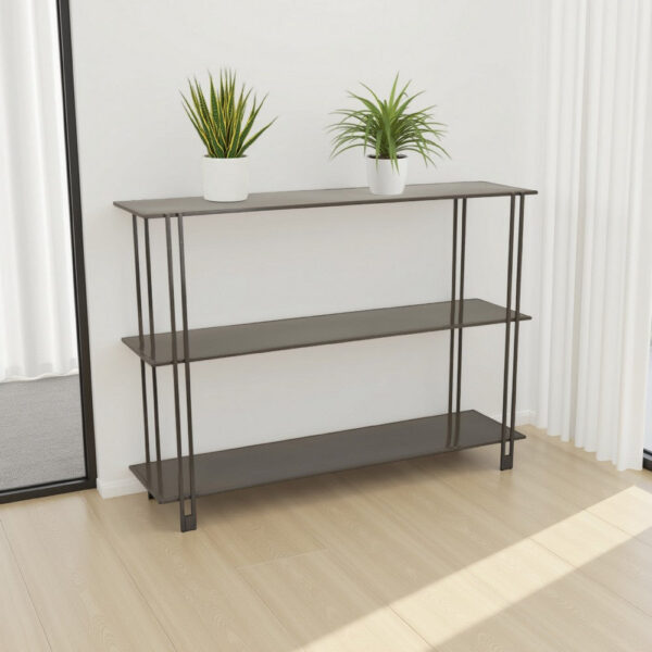 1502202669922b13ab307.jpeg Bush Plant Display Stand, Modern 3 Tier Gray Metal Finish, 32 Inch