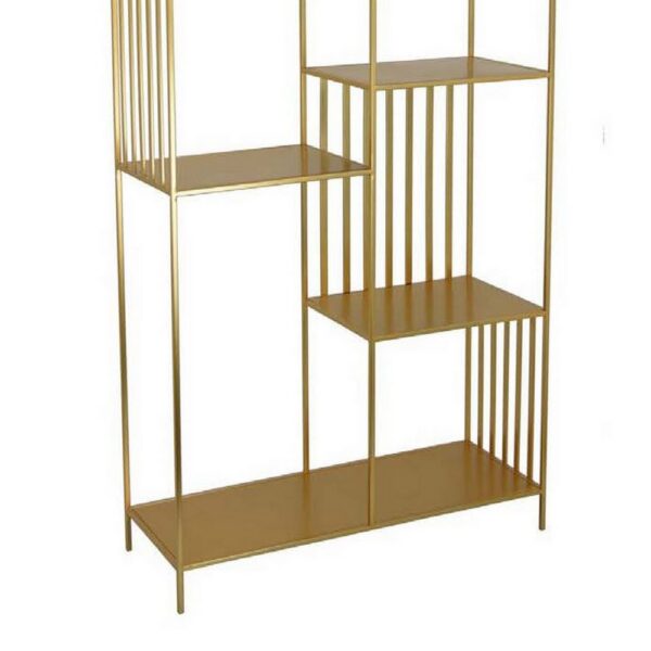 Tandum Plant Display Stand, Gold Metal 6 Shelves, Modern 71 Inch