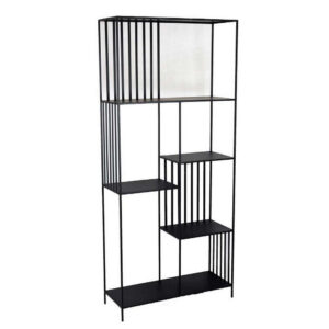 Tandum Plant Display Stand, Black Metal 6 Shelves, Modern 71 Inch