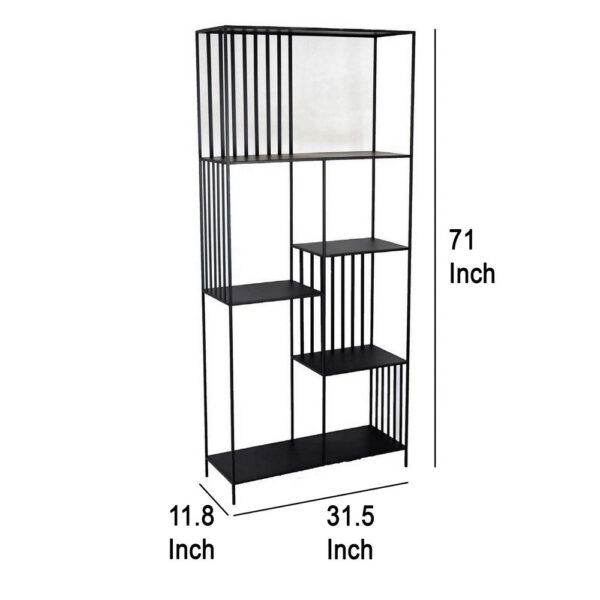Tandum Plant Display Stand, Black Metal 6 Shelves, Modern 71 Inch