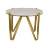 Glam Plant Stand Table, White Marble, Gold Metal Texture Legs, 25 Inch