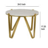 Glam Plant Stand Table, White Marble, Gold Metal Texture Legs, 25 Inch