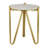 Glam Plant Stand Table, White Marble, Gold Metal Texture Legs, 20 Inch