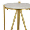 Glam Plant Stand Table, White Marble, Gold Metal Texture Legs, 20 Inch