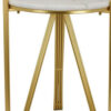 Glam Plant Stand Table, White Marble, Gold Metal Texture Legs, 20 Inch