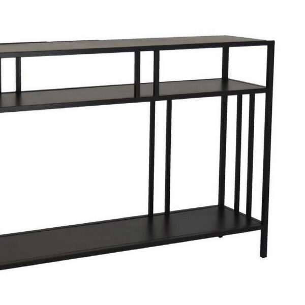 1502202669922bd6e6a7a.jpeg Plant Display Stand, 3 Tier Black Metal, Modern Industrial 48 Inch