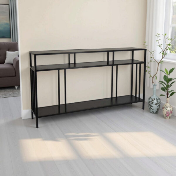 1502202669922bdf88894.jpeg Plant Display Stand, 3 Tier Black Metal, Modern Industrial 48 Inch