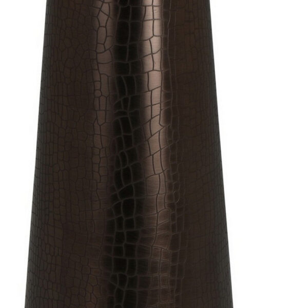 Plant Stand Accent Table, Bronze Metal, Round Gray Marble Top, 26 Inch