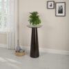 Plant Stand Accent Table, Bronze Metal, Round Gray Marble Top, 26 Inch