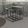 Kellie Nesting Plant Stand Table Set of 3, Black Metal, Glass Tops