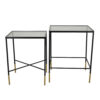 Kellie Plant Stand Table Set of 2, Black Metal with Clear Glass Tops