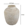Lezlee Accent Planter, Beige Terracotta, Ridged Textured Urn, 13 Inch