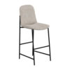 Phoebe Bar Height Chair, Gray Faux Leather, Black Metal, 30 Inch