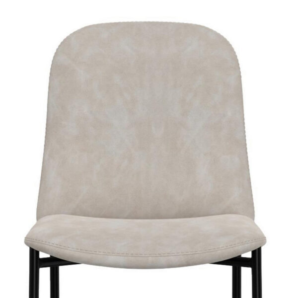 Phoebe Bar Height Chair, Gray Faux Leather, Black Metal, 30 Inch