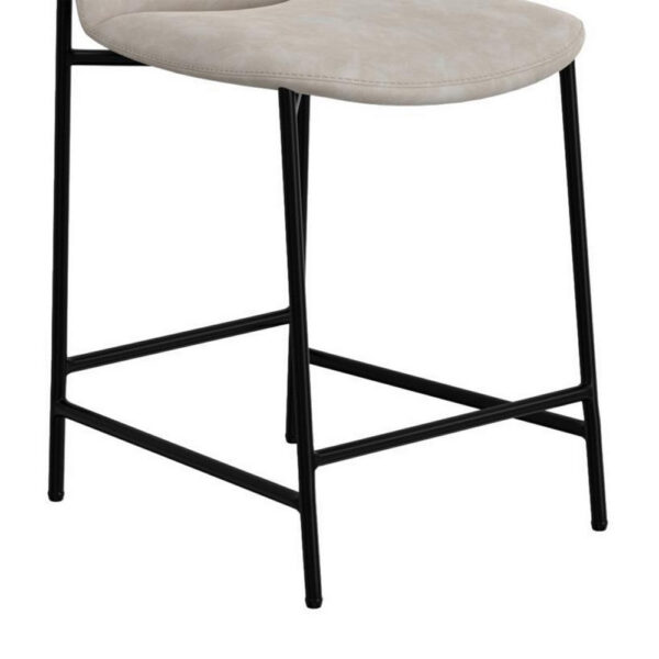 Phoebe Bar Height Chair, Gray Faux Leather, Black Metal, 30 Inch