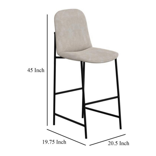Phoebe Bar Height Chair, Gray Faux Leather, Black Metal, 30 Inch