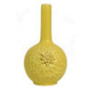 Remi Flower Vase, Narrow Neck, Yellow Ceramic w Floral Motifs, 16 Inch
