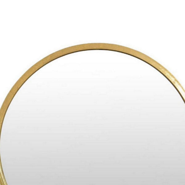 Feno Decorative Wall Mirror w Rack, 22 Inch Round Gold Metal Frame