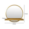 Feno Decorative Wall Mirror w Rack, 22 Inch Round Gold Metal Frame