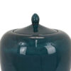 Decorative Jar, 19 Inch Teal Green Ceramic Body, Lid with Storage