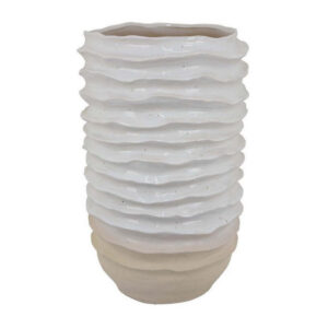 1502202669922d312e4b0.jpeg Accent Planter, Abstract Wave Coastal Design, 22 Inch White Ceramic