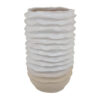 Accent Planter, Abstract Wave Coastal Design, 22 Inch White Ceramic