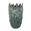 Esen Decorative Vase, Abstract Wave Design, 22 Inch Green Ceramic