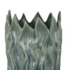 Esen Decorative Vase, Abstract Wave Design, 22 Inch Green Ceramic