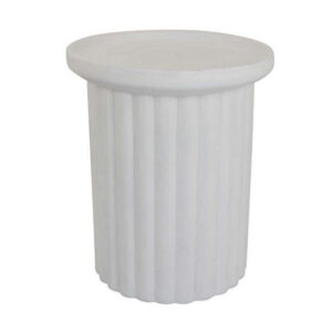 1502202669922d6e9cb88.jpeg Accent Plant Stand Table, 21 Inch White Resin, Spacious Round Top