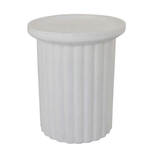 Accent Plant Stand Table, 21 Inch White Resin, Spacious Round Top