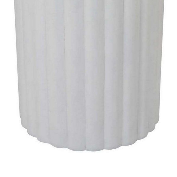 Accent Plant Stand Table, 21 Inch White Resin, Spacious Round Top