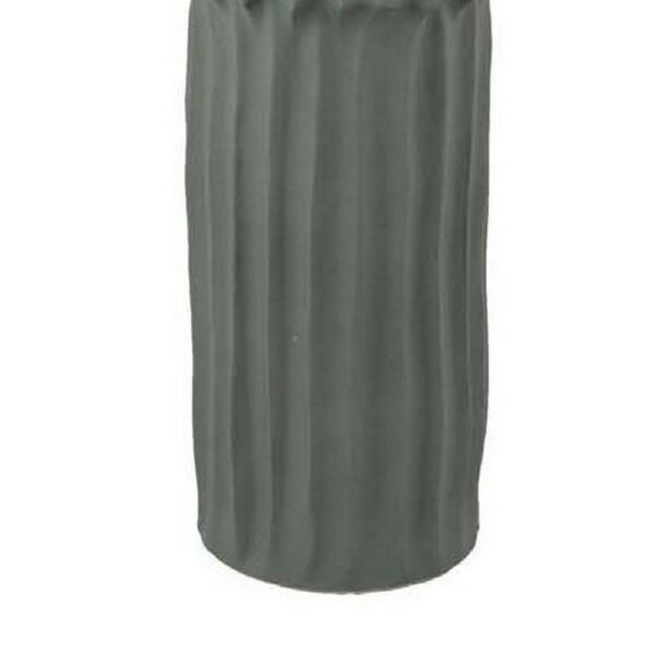 Decorative Accent Vase, Sleek Cactus Design, 36 Inch Green Ceramic