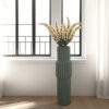 Decorative Accent Vase, Sleek Cactus Design, 36 Inch Green Ceramic