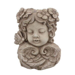 1502202669922da631530.jpeg Accent Planter, 13 Inch Face Design, Floral Details, Beige Terracotta