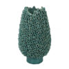 Accent Flower Vase, 3D Coral Textured Teal Green Ceramic 16 Inch