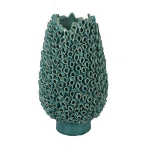 1502202669922dc765ddb.jpeg Accent Flower Vase, 3D Coral Textured Teal Green Ceramic 16 Inch