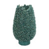Accent Flower Vase, 3D Coral Textured Teal Green Ceramic 16 Inch