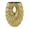 Decorative Vase, 16 Inch U Shape Ceramic Body, Gold Geometric Pattern