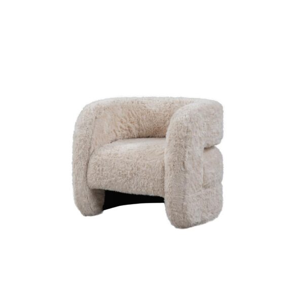 1502202669922e17addb6.jpeg Ciel Accent Chair with Barrel Style Plush Foam Cushion, Beige Faux Fur